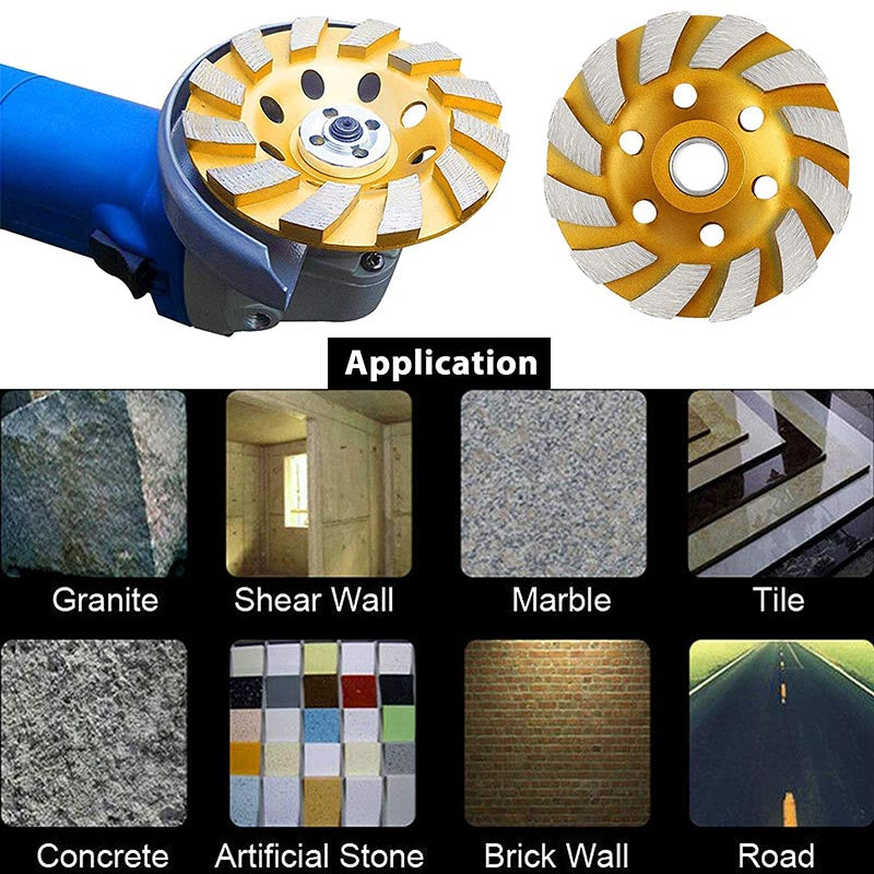 4/ 4.5/ 5 Inch Concrete Grinding Wheel Heavy Duty Turbo Row Diamond Cup Grinding Wheel Angle Grinder Disc