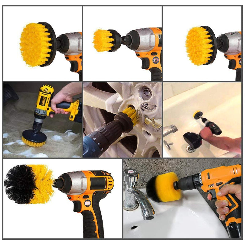 4Pack Drill Brush Power Scrubber Cleaning Brush Extended Long Attachment Set All Purpose Drill Scrub Brushes Kit for Grout, Floor, Tub, Shower, Tile, Bathroom and Kitchen Surface Black