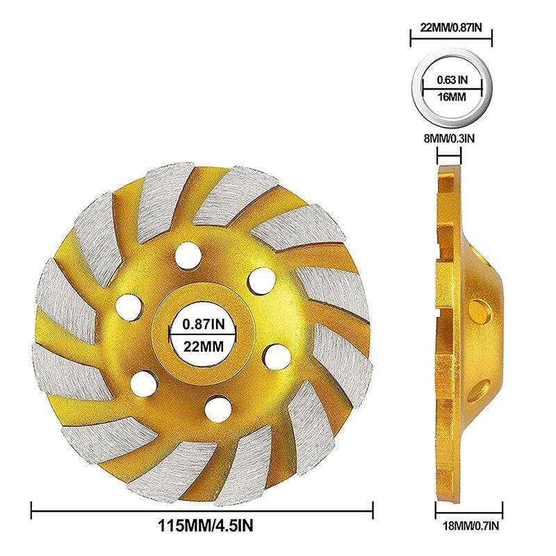4/ 4.5/ 5 Inch Concrete Grinding Wheel Heavy Duty Turbo Row Diamond Cup Grinding Wheel Angle Grinder Disc