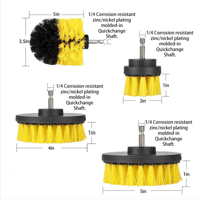 4Pack Drill Brush Power Scrubber Cleaning Brush Extended Long Attachment Set All Purpose Drill Scrub Brushes Kit for Grout, Floor, Tub, Shower, Tile, Bathroom and Kitchen Surface Black