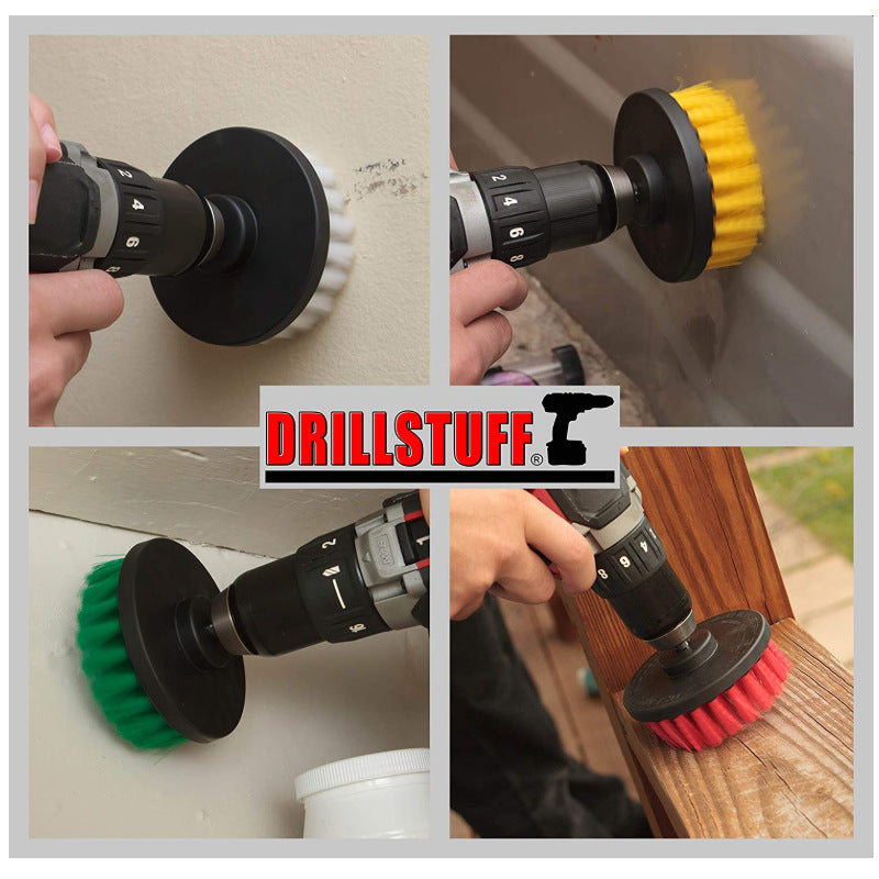 4Pack Drill Brush Power Scrubber Cleaning Brush Extended Long Attachment Set All Purpose Drill Scrub Brushes Kit for Grout, Floor, Tub, Shower, Tile, Bathroom and Kitchen Surface Black