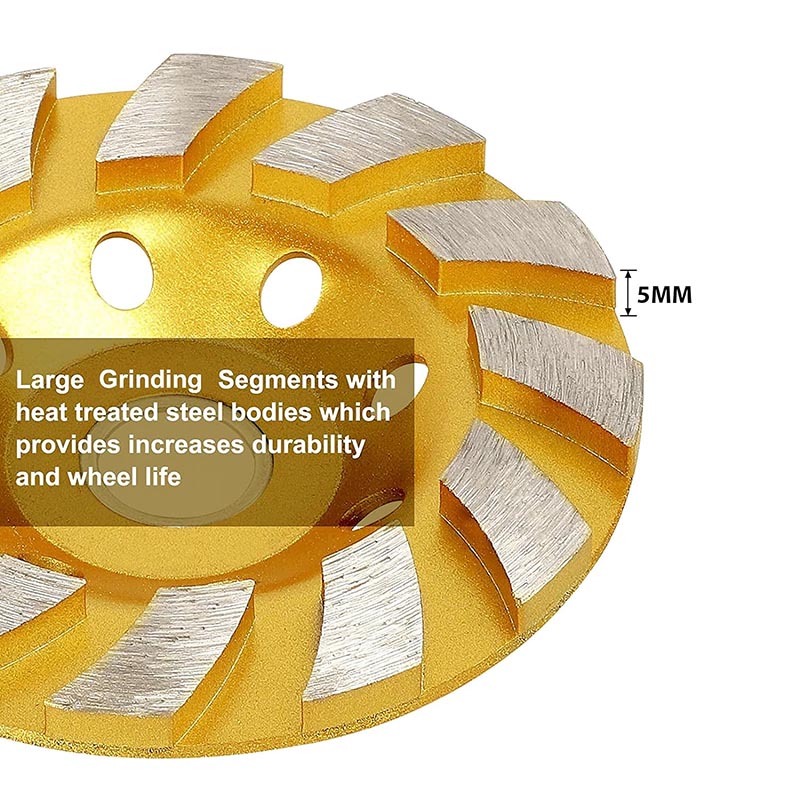 4/ 4.5/ 5 Inch Concrete Grinding Wheel Heavy Duty Turbo Row Diamond Cup Grinding Wheel Angle Grinder Disc
