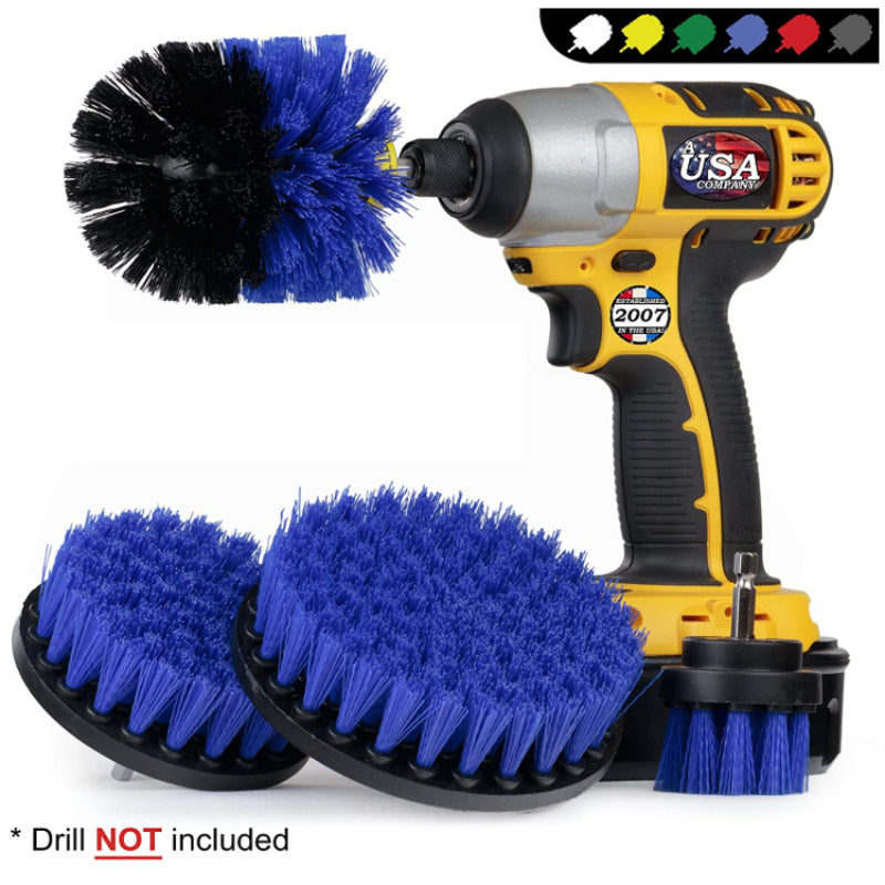 4Pack Drill Brush Power Scrubber Cleaning Brush Extended Long Attachment Set All Purpose Drill Scrub Brushes Kit for Grout, Floor, Tub, Shower, Tile, Bathroom and Kitchen Surface Black