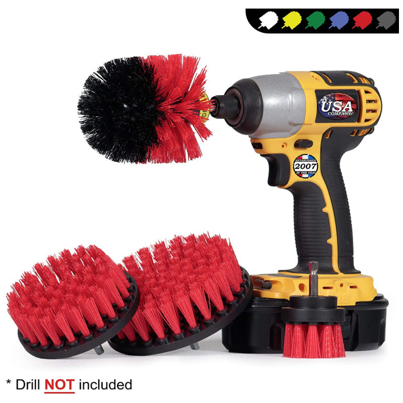 4Pack Drill Brush Power Scrubber Cleaning Brush Extended Long Attachment Set All Purpose Drill Scrub Brushes Kit for Grout, Floor, Tub, Shower, Tile, Bathroom and Kitchen Surface Black