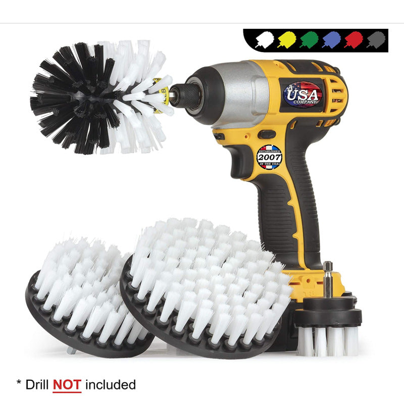 4Pack Drill Brush Power Scrubber Cleaning Brush Extended Long Attachment Set All Purpose Drill Scrub Brushes Kit for Grout, Floor, Tub, Shower, Tile, Bathroom and Kitchen Surface Black