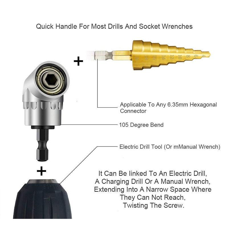 Angle Screwdriver Set Socket Holder Adapter Adjustable Hex Bit Socket Right Angle Drill Attachment Adapter