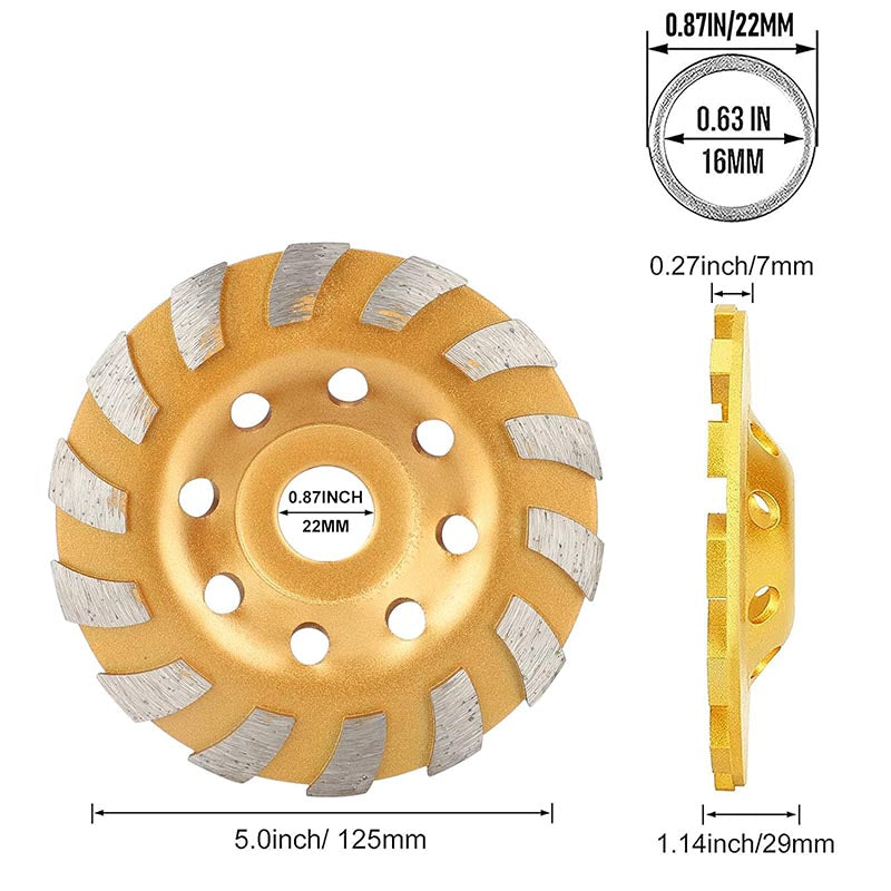 4/ 4.5/ 5 Inch Concrete Grinding Wheel Heavy Duty Turbo Row Diamond Cup Grinding Wheel Angle Grinder Disc