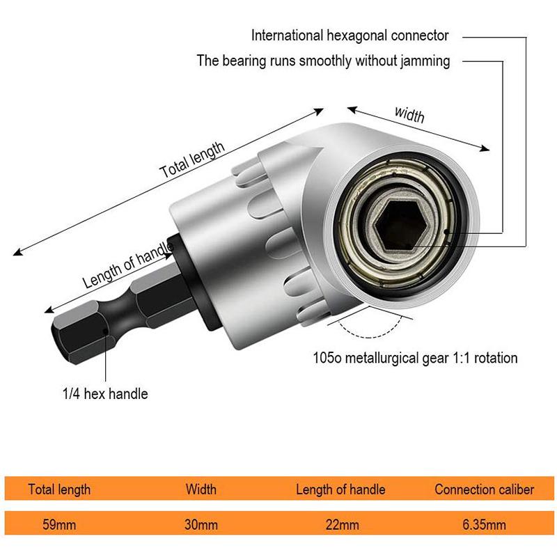 Angle Screwdriver Set Socket Holder Adapter Adjustable Hex Bit Socket Right Angle Drill Attachment Adapter