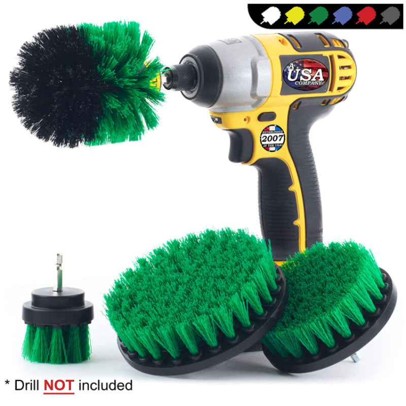 4Pack Drill Brush Power Scrubber Cleaning Brush Extended Long Attachment Set All Purpose Drill Scrub Brushes Kit for Grout, Floor, Tub, Shower, Tile, Bathroom and Kitchen Surface Black