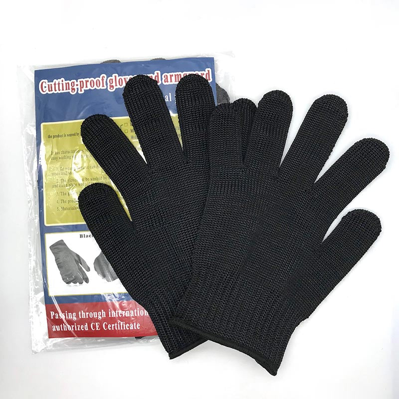 Black Stainless Steel Anti Cutting Wear Resistant Working Gloves