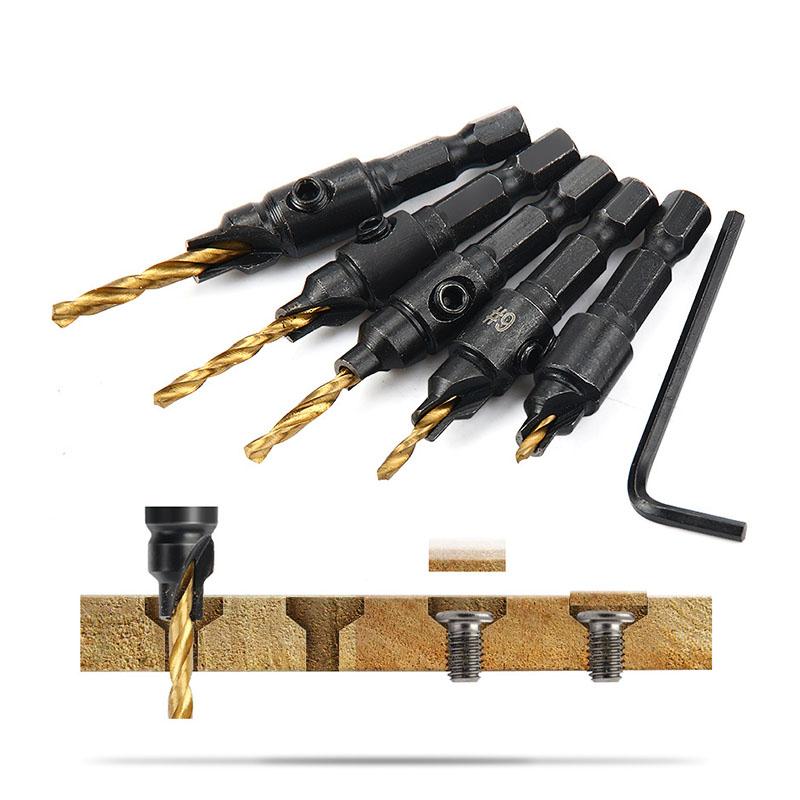 5pcs Countersink Drill Woodworking Drill Bit Set