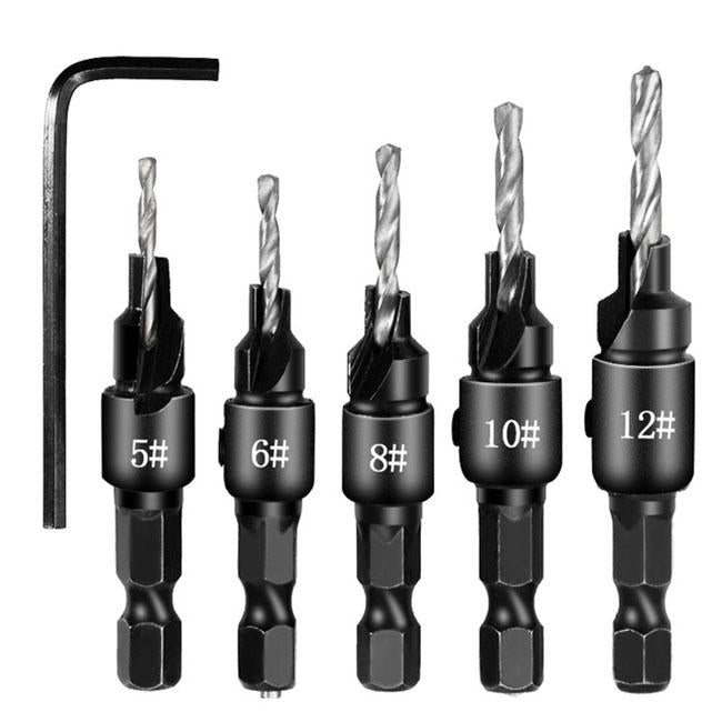 5pcs Countersink Drill Woodworking Drill Bit Set