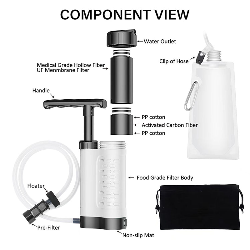 Field Survival Emergency Direct Drinking Portable Filter Artifact Multi-layer Pump Drinking Fountain