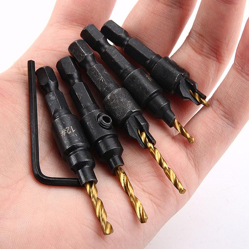 5pcs Countersink Drill Woodworking Drill Bit Set