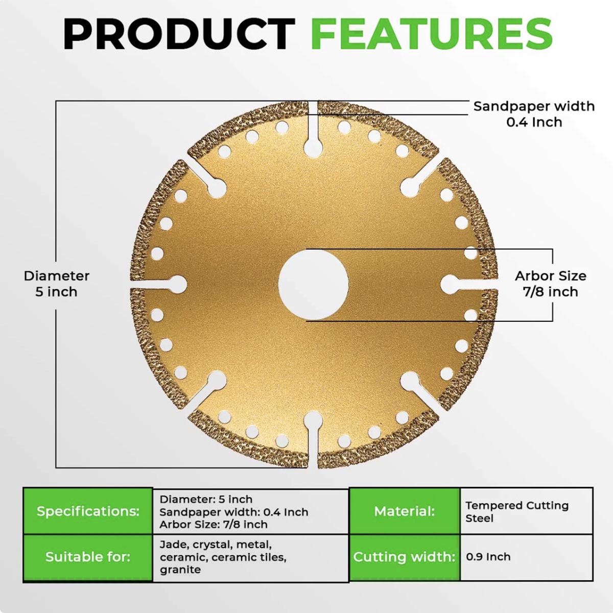 5 Inch Gold Diamond Steel Cut Off Wheel Cut Everything in Seconds