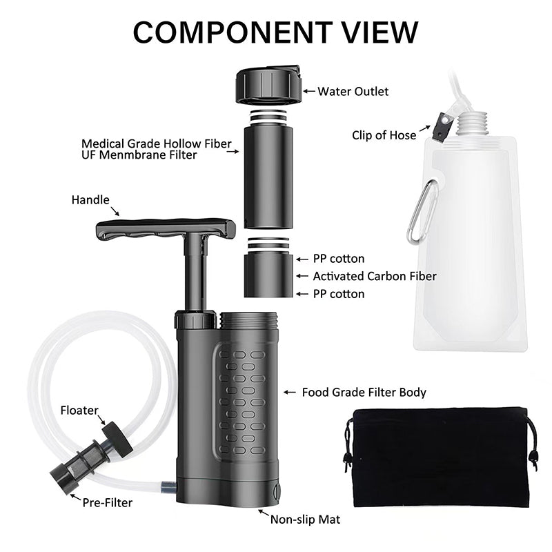 Field Survival Emergency Direct Drinking Portable Filter Artifact Multi-layer Pump Drinking Fountain