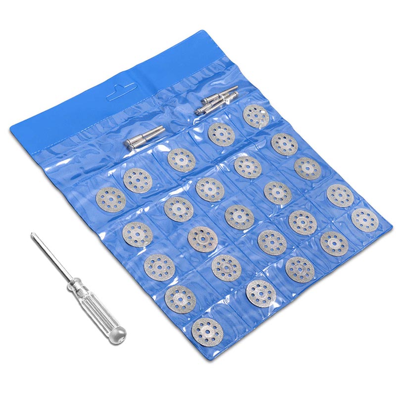 545 Diamond Cutting Wheel (22mm) 25pcs with 402 Mandrel (3mm) 5pcs and Screwdriver for Rotary Tool