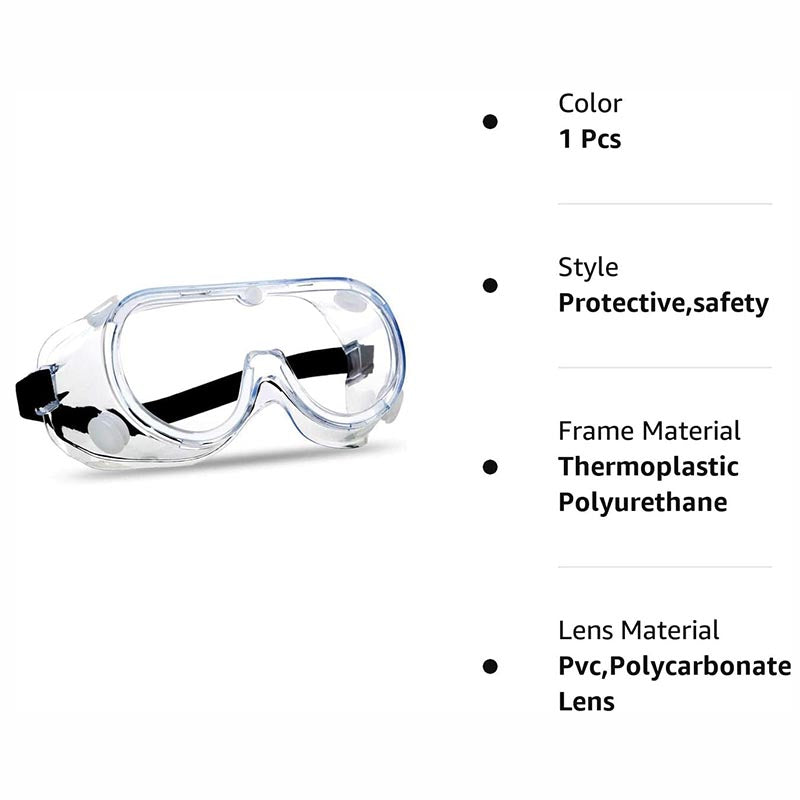 Anti-Fog Clear Lens Wide-Vision Adjustable Protective Safety Goggles Soft Lightweight Eyewear