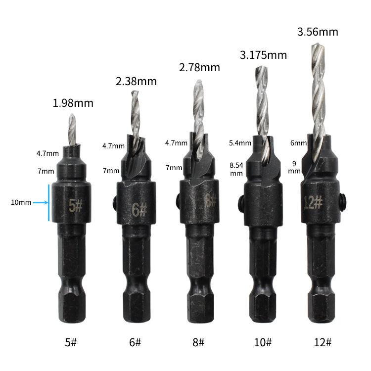 5pcs Countersink Drill Woodworking Drill Bit Set