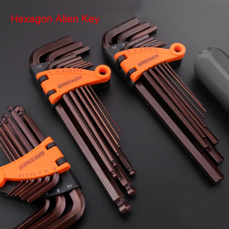 9pcs Hexagon Allen Key Tools Set Chrome Ball End Tool Kit