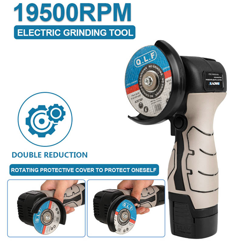 Mini Angle Grinder, 16.8V 3inch Cordless Angle Grinder with high capacity lithium batteryBatteries, Brushless Motor 19500RMP Power Grinder Tool