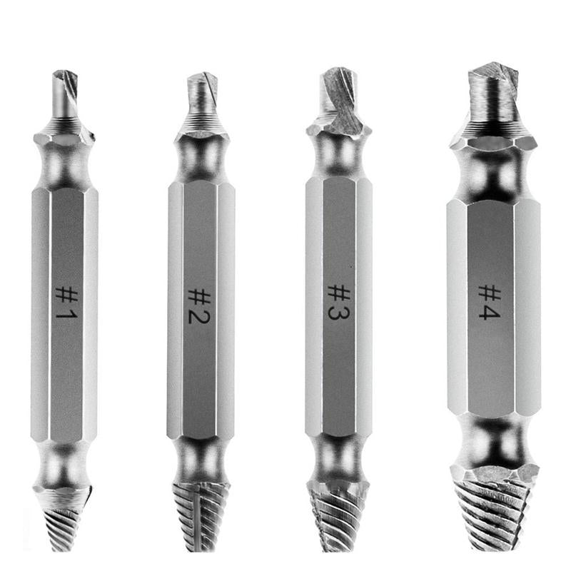 4pcs Damaged Screw Extractor Drill Bits Easy Out Bolt Remover Tool